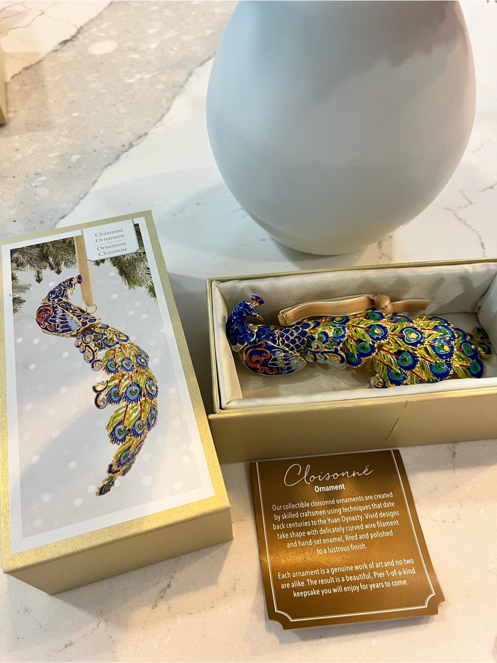 🦚 Pier One Cloisonné Peacock Ornament - Picture 6 of 7